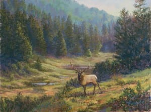 painting Elk Near Cloudcroft by Peggy Bingham