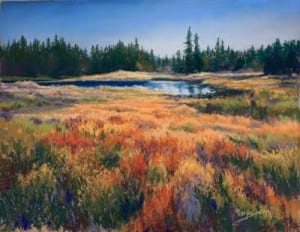 painting Mountaintop Lake by Peggy Bingham