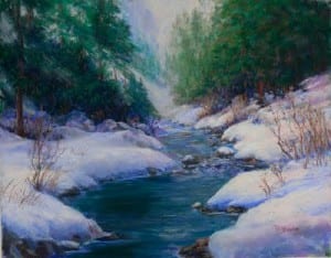 painting Winter Scene by Peggy Bingham