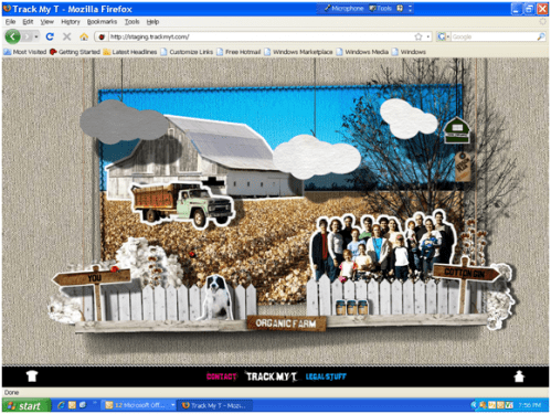 screen shot of web page Track My T