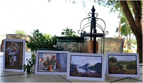 Grancy's art printed on greeting cards