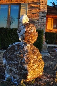 snowman covered in dirt