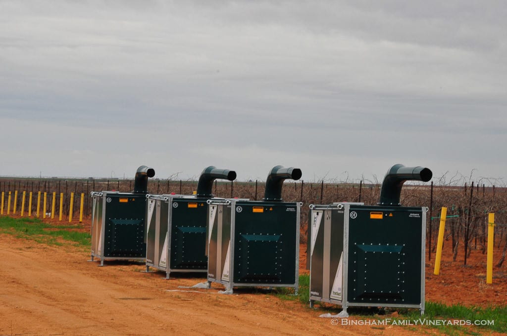 vineyard heater at Bingham Family Vineyards, Meadow, Texas