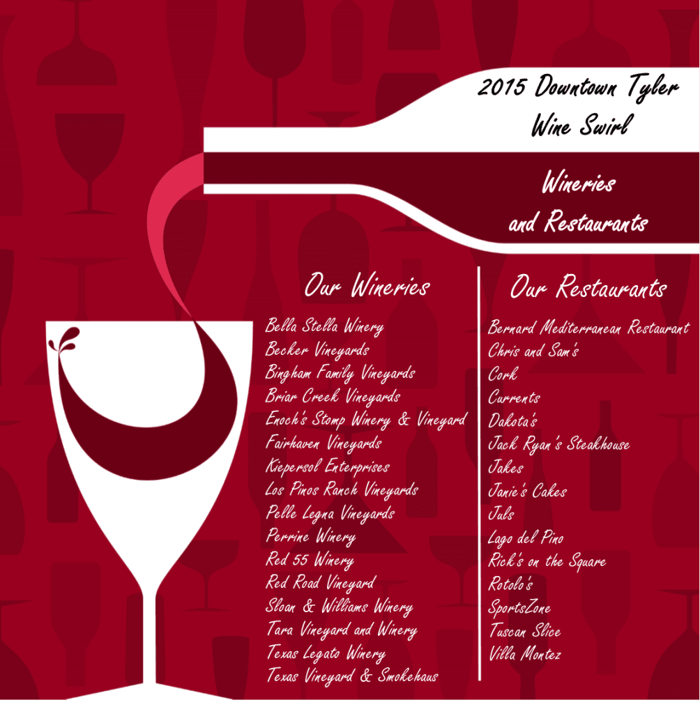 Downtown Tyler wine swirl 2015 banner menu