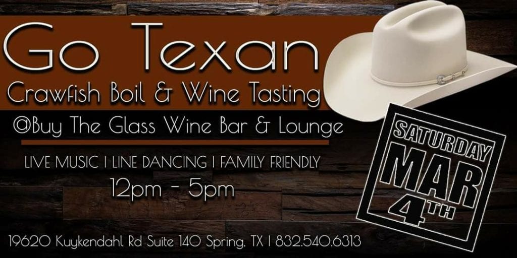 BuytheGlass3.4.2017 | Bingham Family Vineyards go Texan crawfish boil and wine tasting poster
