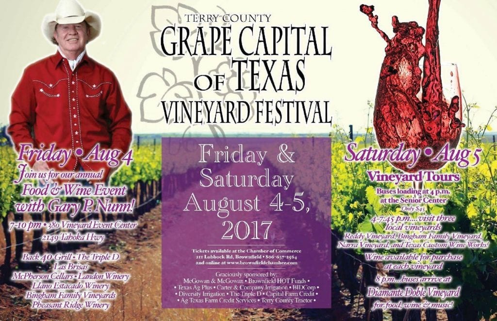 TasteofTerryCounty17 | Bingham Family Vineyards Terry county grape capital of Texas vineyard festival 2017 poster