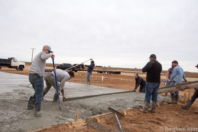 18.03.26_untitled_004-660web | Bingham Family Vineyards men poring concrete for barrel room
