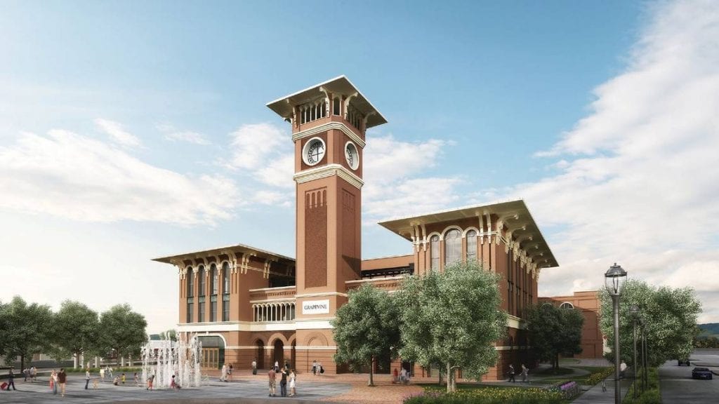 Grapevine Main 1 Plaza | Bingham Family Vineyards 3d render of Grapevine train station