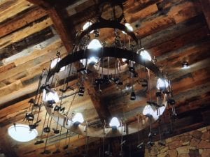 chandelier in bingham family vineyard Fredericksburg tasting room