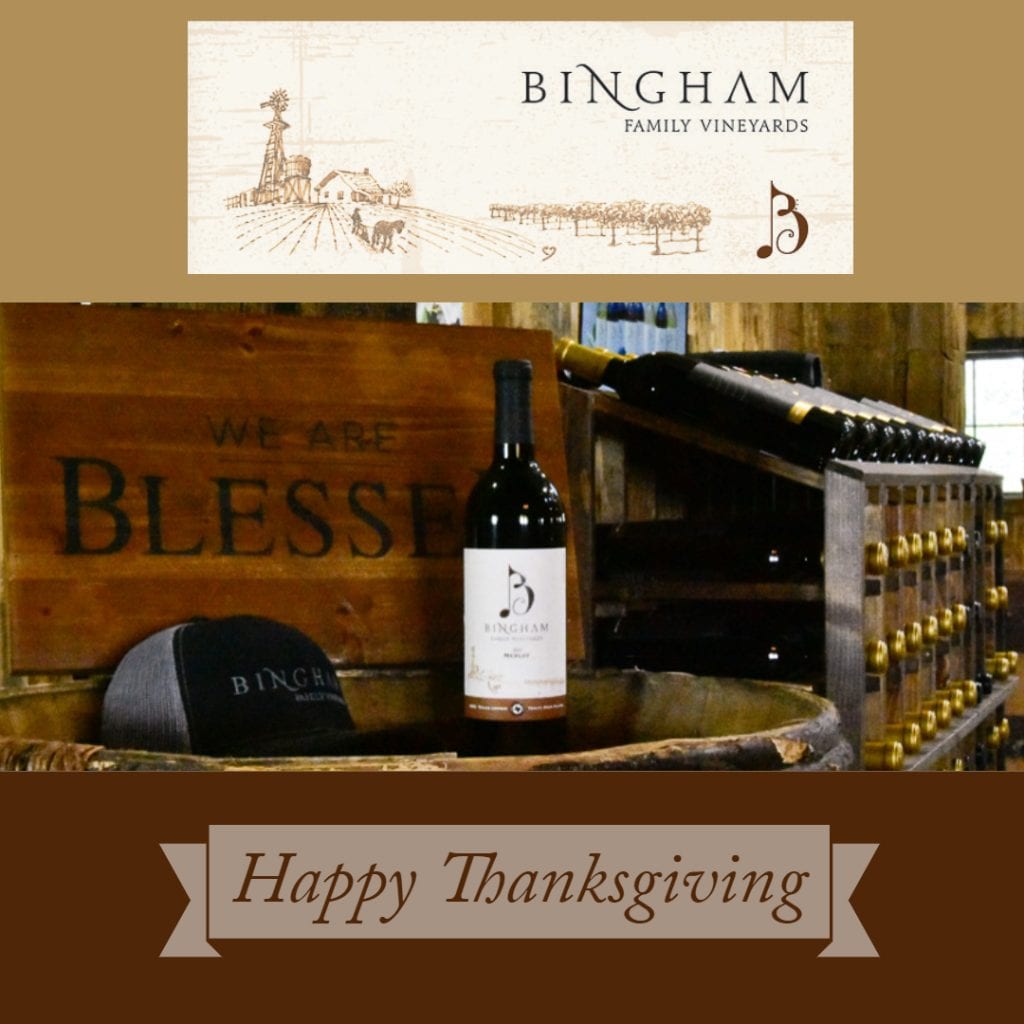 we are blessed sign bingham wine at Fredericksburg tasting room Happy thanksgiving