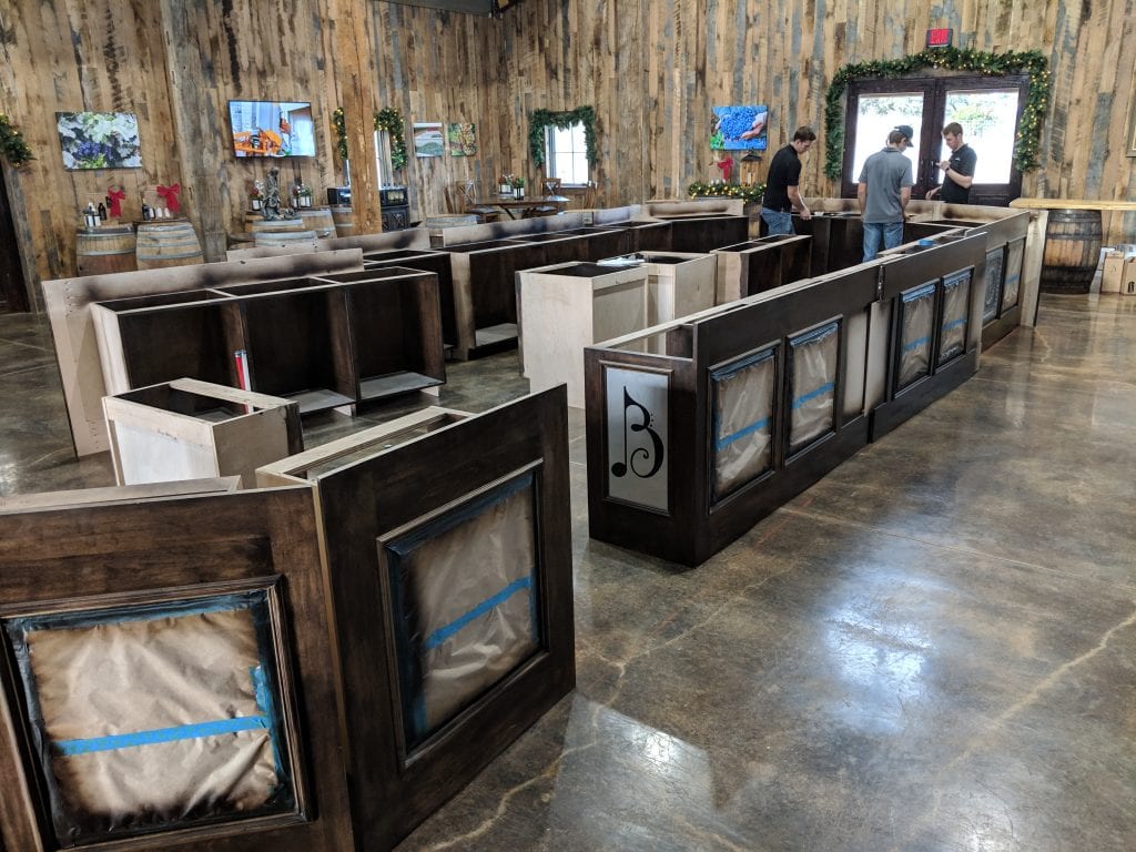 Bargoingin-Steven | Bingham Family Vineyards countertop being made at bingham family vineyards Fredericksburg tasting room