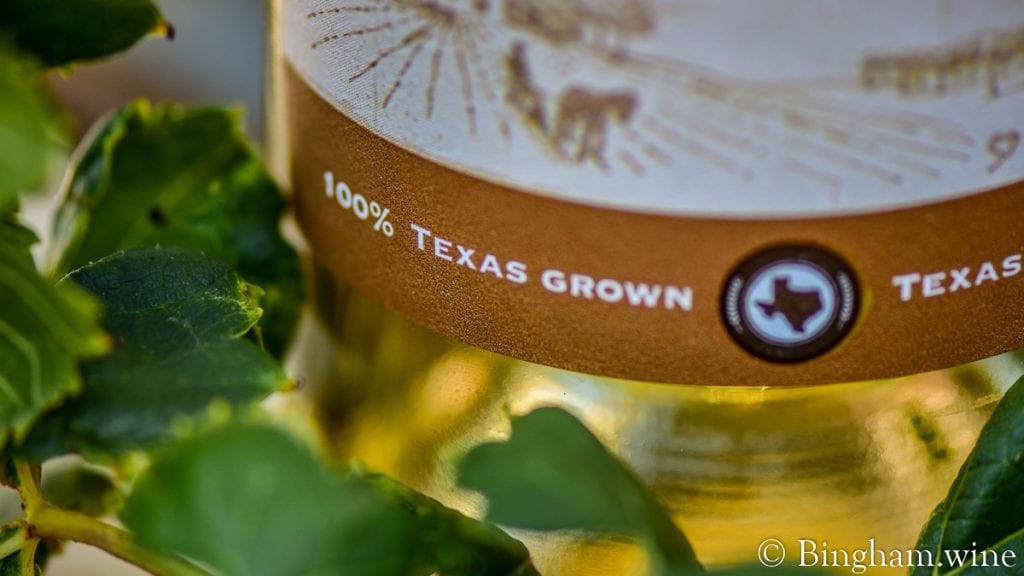 Label on Bingham Family Vineyards wine bottle.