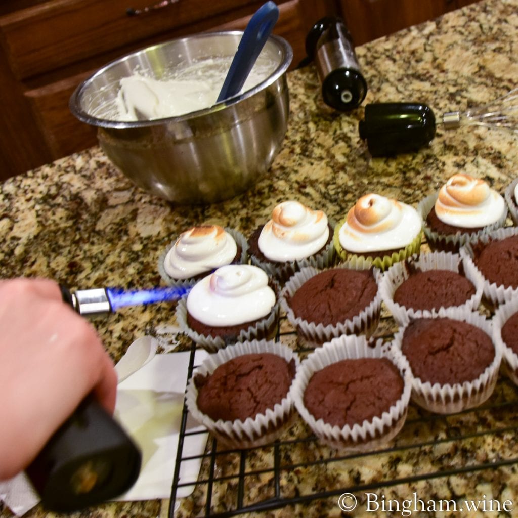 20.05.23_untitled_066.1200.web_.1x1 | Bingham Family Vineyards S'more Cupcakes being toasted
