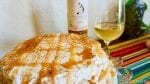 pumpkin crape cake with bingham family vineyards 2018 Viognier and glass of wine