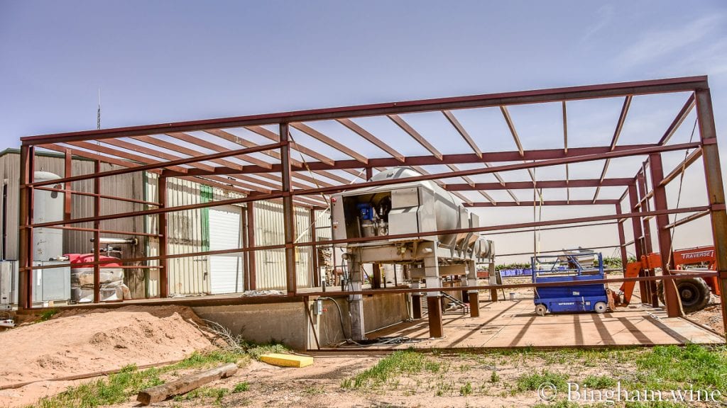 21.05.21_wineryfarmconstruction_007-1080-web-16x9-1 | Bingham Family Vineyards Framing out of building to cover two grape crush press machines at Bingham Family Vineyards.