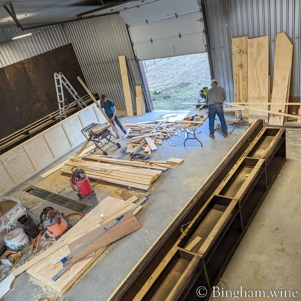 remodeling work at Bingham Family Vineyards Tasting Room at Hye, Texas