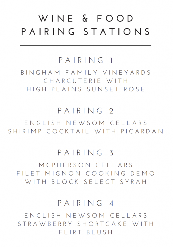 McPhersonAward2023 | Bingham Family Vineyards Taste of Texas Uncorked Wine & Food Pairing. Doc McPherson Award Presentation to Jessica Dupuy. March 24, 2023. Wine & food pairing stations.