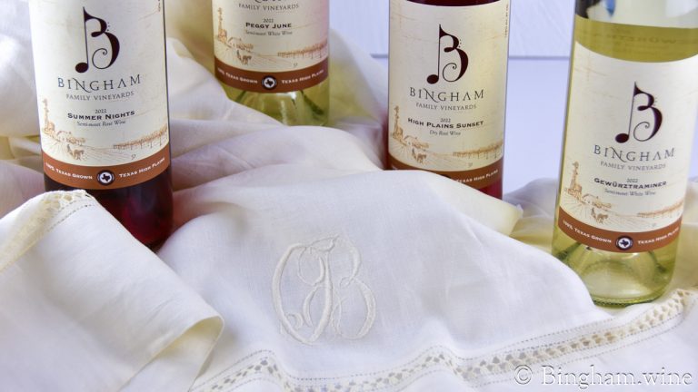 Bingham Family Vineyards wines, 2022 High Plains Sunset Rose, Summer Nights, Peggy June, and