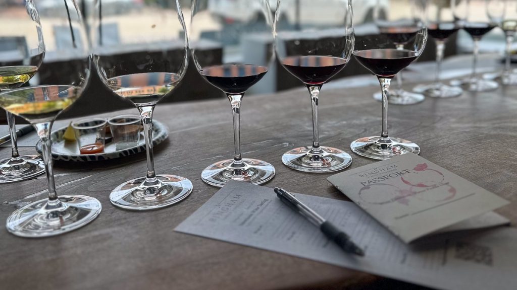 230711_JennChase_018-1200-web-16x9 | Bingham Family Vineyards Glasses set out for the wine flavor class at Bingham Family Vineyards Grapevine