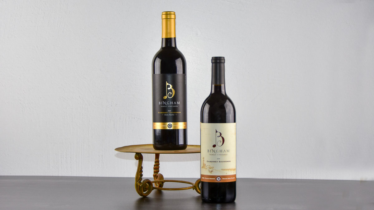 Bottles of Bingham Family Vineyards Reserve Cabernet Sauvignon and Cabernet Sauvignon.