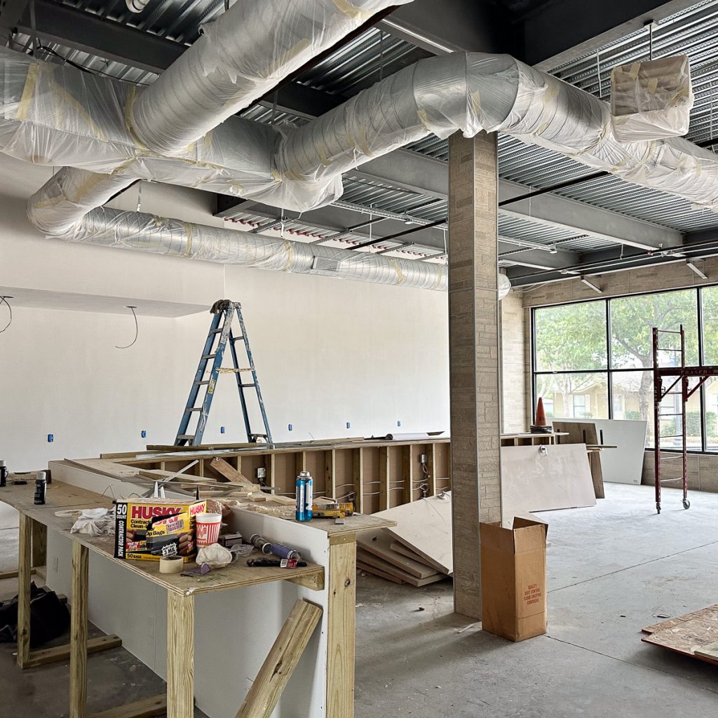 construction at Bingham Family Vineyards, Roanoke, Texas