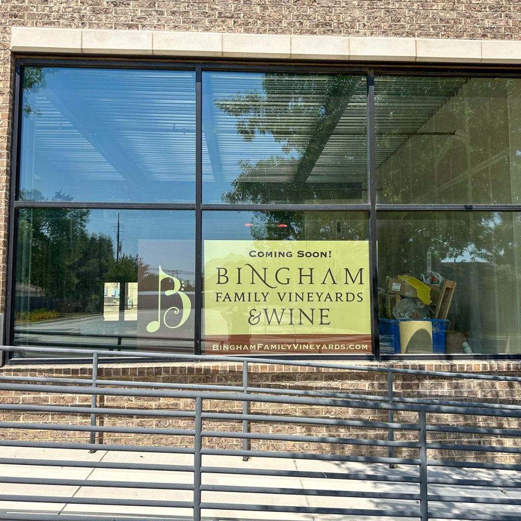 IMG_32981200web1x1 | Bingham Family Vineyards Bingham Family Vineyards, Roanoke, Texas "Coming Soon" sign