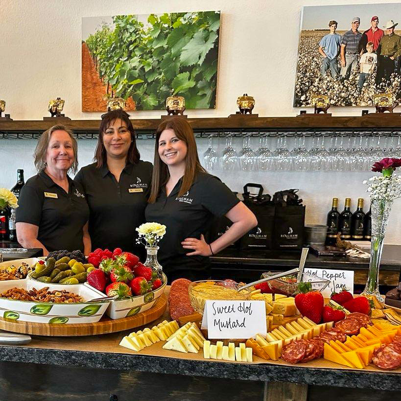 charcuterie board laid out at Bingham Family Vineyards 2024 Eclipse party with three Bingham wine associates