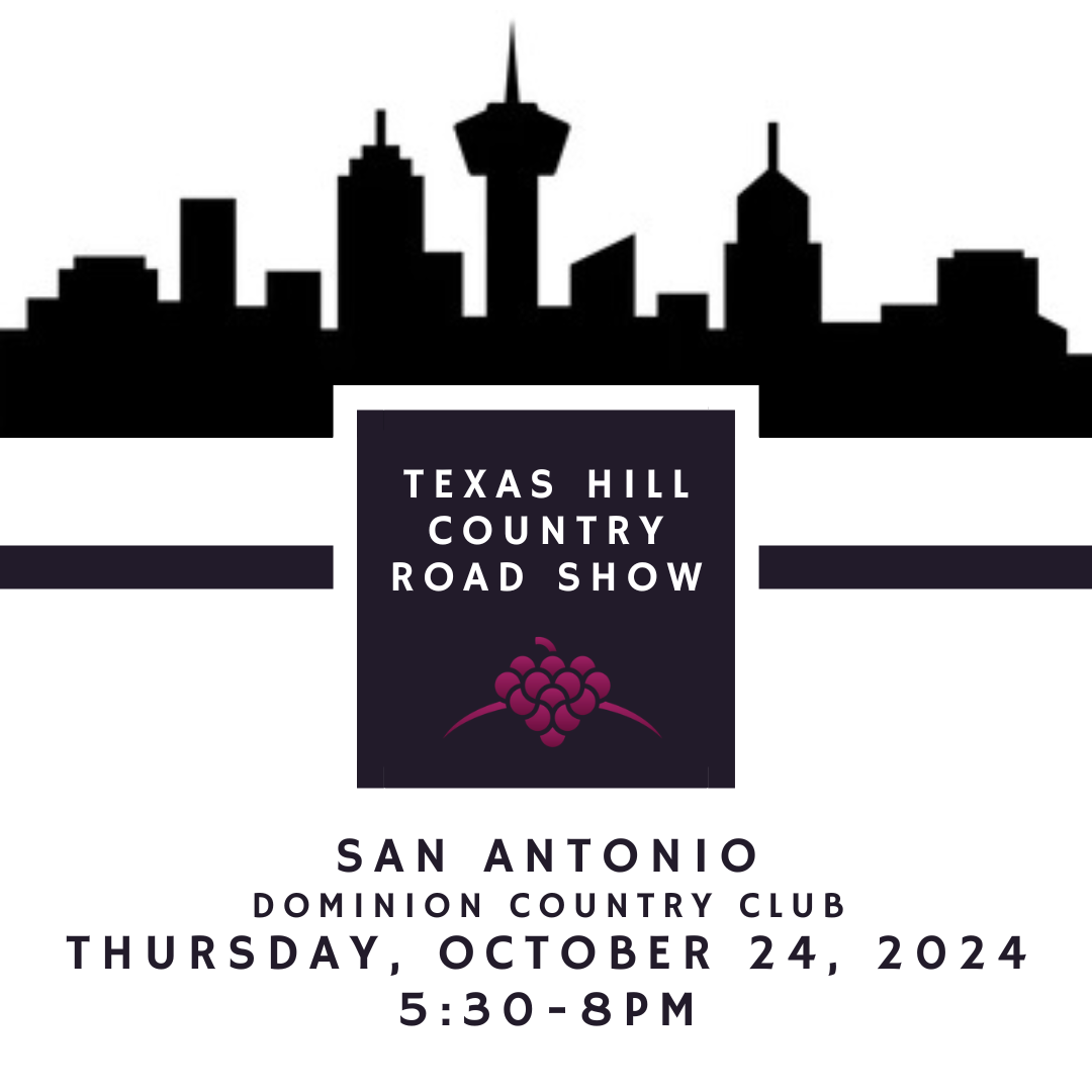 Texas Hill Country Road Show, San Antonio, Dominion Country Club, Thursday, October 24, 2024, 5:30 -8:00 pm
