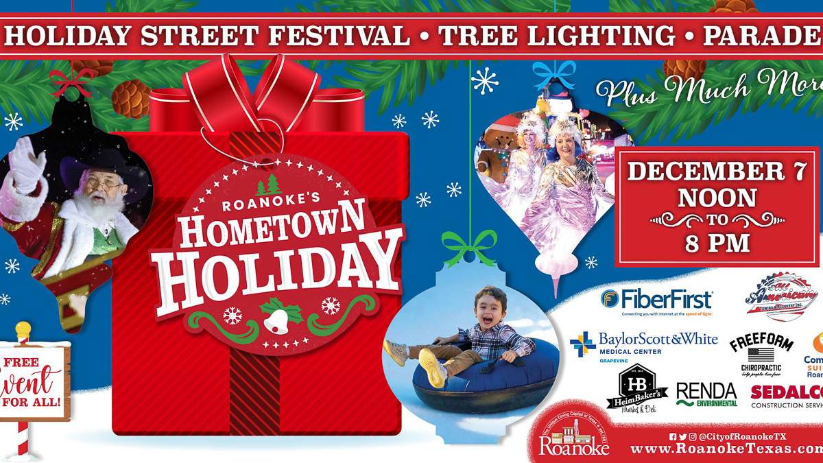 Roanoke's Hometown Holiday Street Festival, December 7, Noon to 8:00 pm; Roanoke, Texas