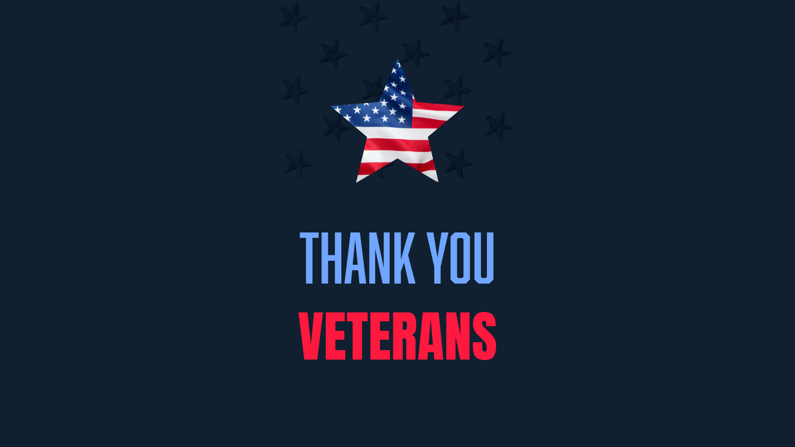 Thank You Veterans with star shape with America flag.