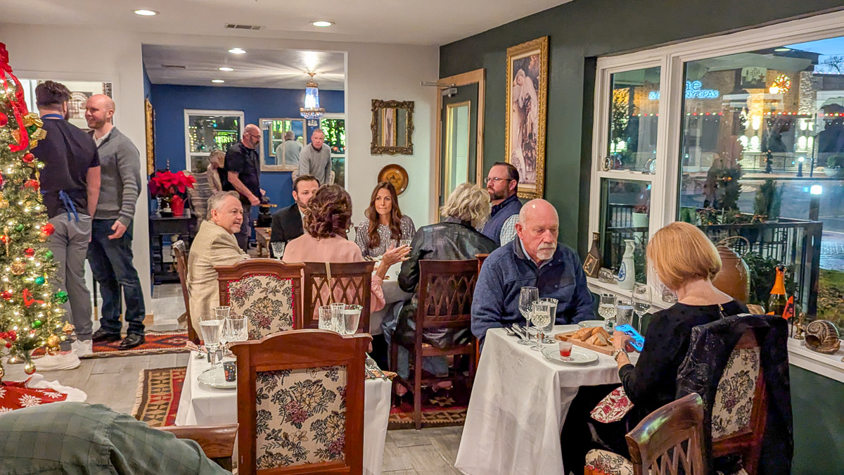 Guests enjoying dinner prepared by Chef Sage at Chef House, Roanoke, Texas