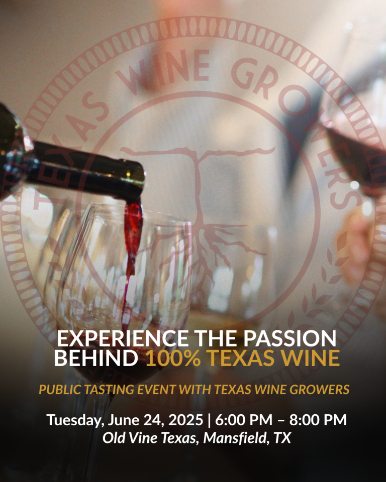 June 24, 2025 Tasting of 100% Texas Wines at Old Vine Texas in Mansfield, Texas