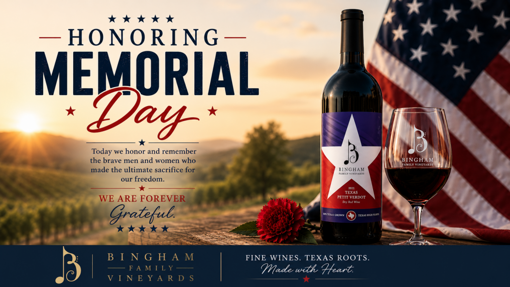Memorial Day May 25 2026 16x9 | Bingham Family Vineyards Memorial Day May 25, 2026, Bingham honors those who made the ultimate sacrifice for our freedom.